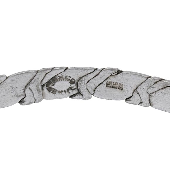 Vintage Taxco Mexico Sterling Silver 925 Textured Bangle Bracelet 8" - Picture 3 of 6